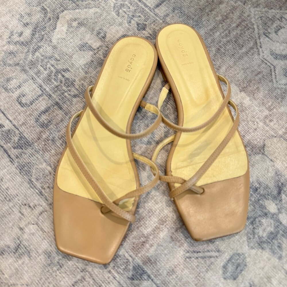 Aeyde Marina Leather Strappy Square‎ Toe Flat Sandals Summer Hazelnut Tan Size 8 - Picture 2 of 10
